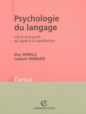 cover image of Psychologie du langage